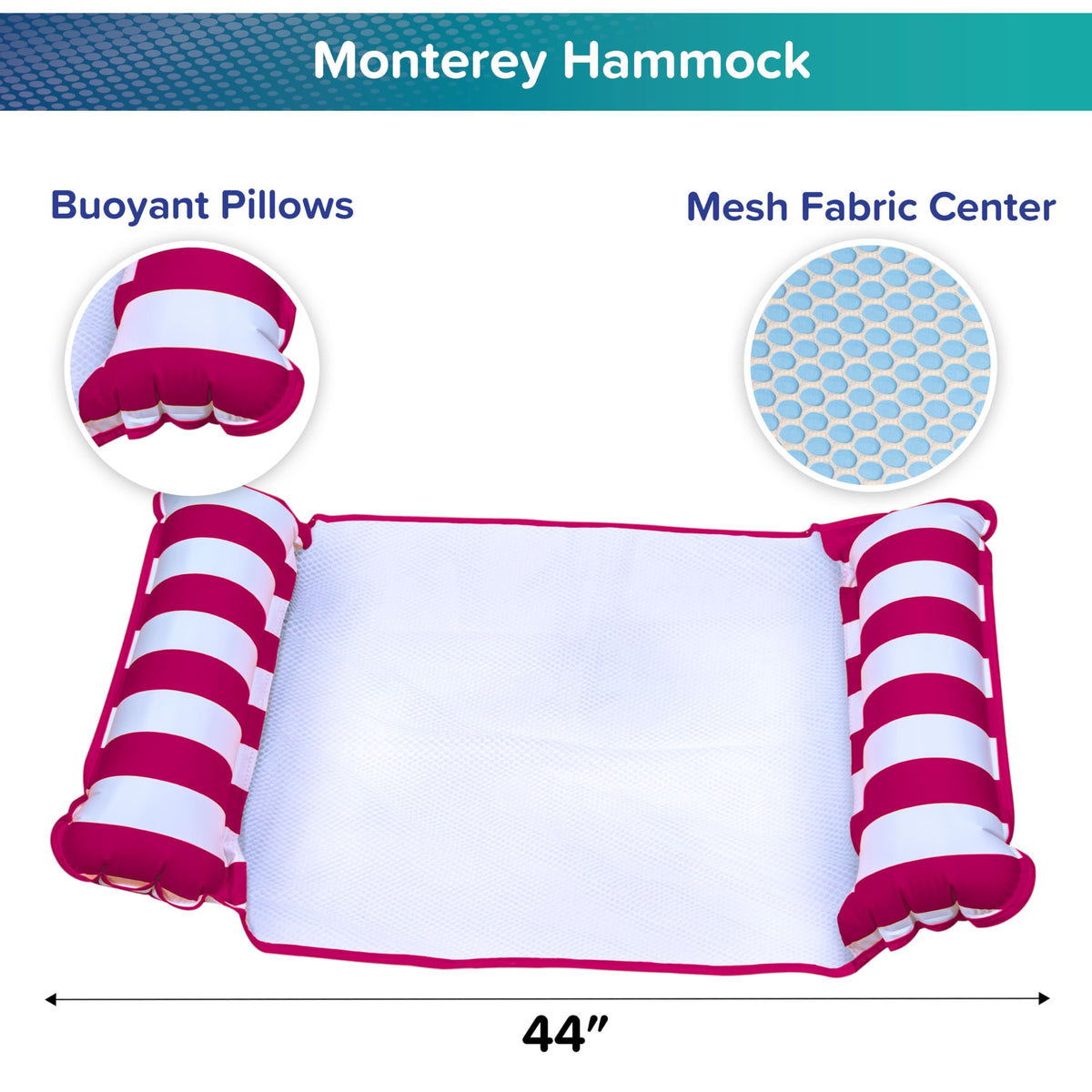 Aqua 4-in-1 Monterey Hammock Pool Float & Water Hammocks – 2-3-4 Multipacks – Multiple Colors/Styles – for Adults and Kids Floating