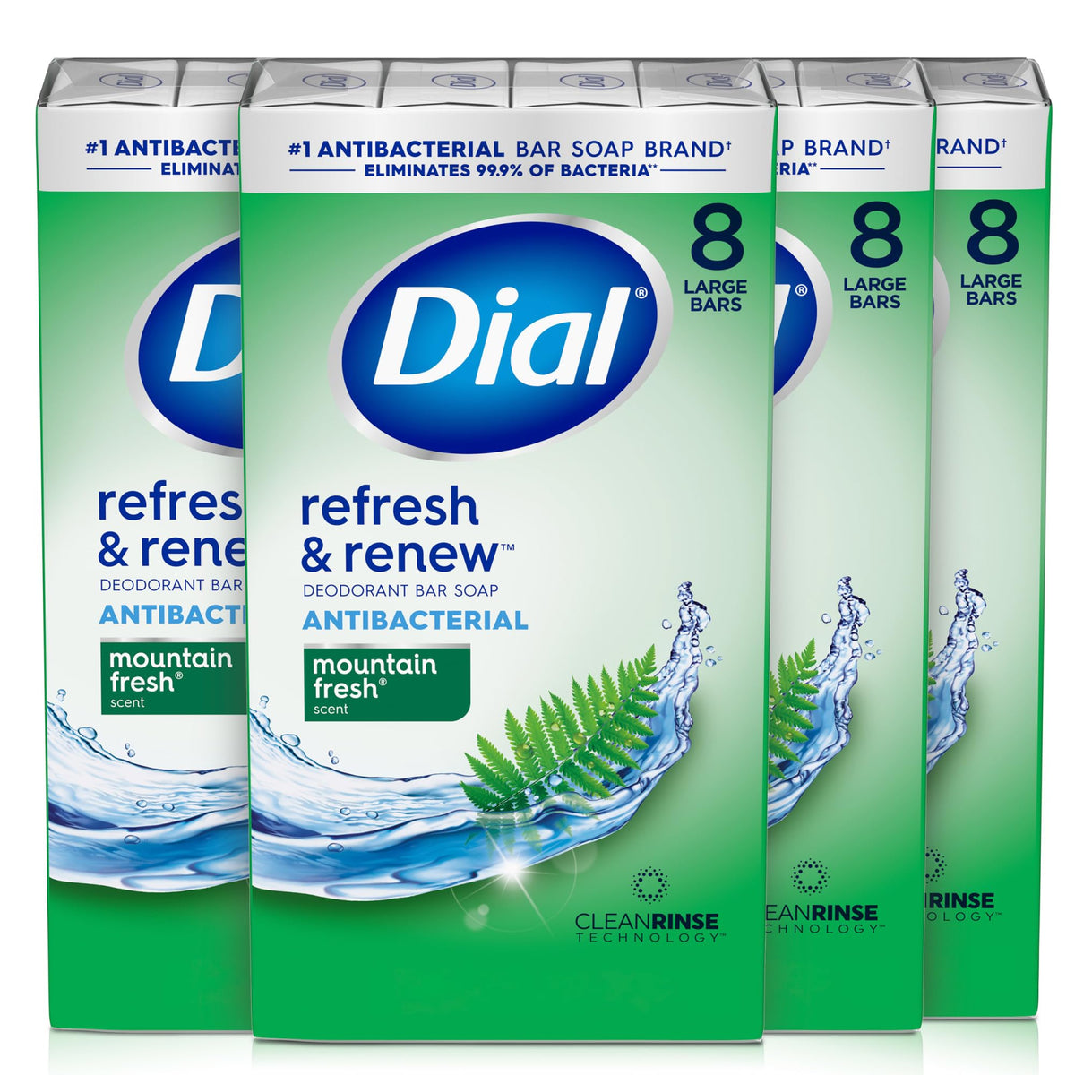 Dial Antibacterial Bar Soap, Calm & Soothe Lavender & Jasmine Deodorant Bar, 4oz (8 Bars)