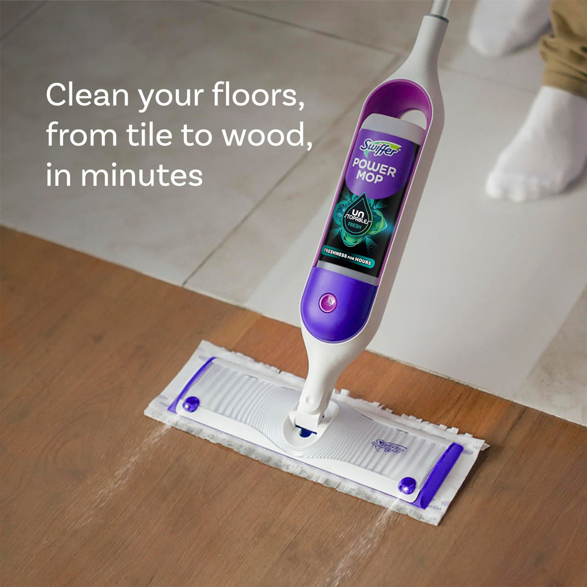 Swiffer Power Mop Refill Solution, Floor Cleaner for Mopping Tile, Vinyl, Laminate, Wood in Home, Bathroom, Kitchen, All Purpose Multi-Surface Solution for Floor Cleaning, Lavender Scent, 50.6oz