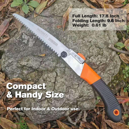 REXBETI Folding Saw, Extra Long 14 Inch Blade Backpacking Saws for Hiking Camping, Dry Wood Trimming Pruning Saw With 4 Cutting Angle Hard Teeth, Large Garden Saws with SK-5 Steel
