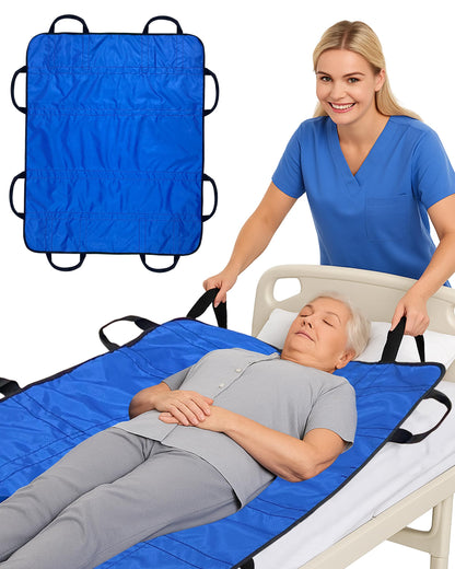SPRING SEAON Patient Positioning Bed Pad with Handles – Transfer & Slide Sheet for Elderly Care, Waterproof Washable Draw Sheet for Hospital or Home Use, 46.5" x 38.5", 400 LBS Support,Black