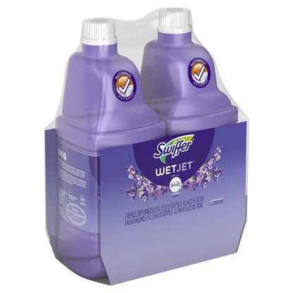 Swiffer WetJet Multi-Purpose Floor Cleaner Solution with Febreze Refill, Hardwood Floor Cleaner, Lavender Scent, 1.25 Liter -42.2 Fl Oz (Pack of 2)
