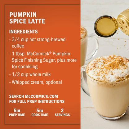 McCormick Finishing Sugar, Pumpkin Spice, Limited Edition, Sweet Blend of Warm Pumpkin Spices, The Perfect Finish for Cookies, Muffins, Pancakes, Bread, and More, 3.66 oz