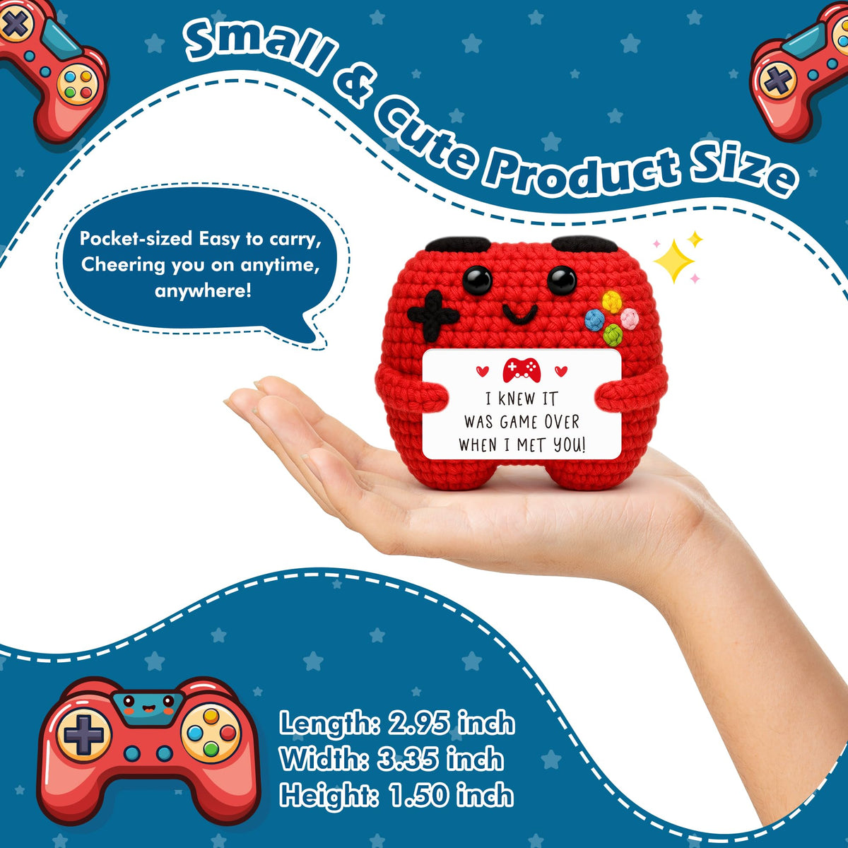 Gamer Gifts for Teen Boy, Positive Crochet Controller Gifts for Son Boyfriend Birthday, Gamer Gift for Teenage Boy, Boy Room Decor, Gaming Accessories for Kids Christmas