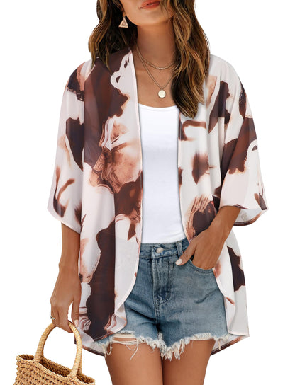 CHICGAL Womens Floral Kimono Cardigan Beach Cover Up Casual Summer Tops