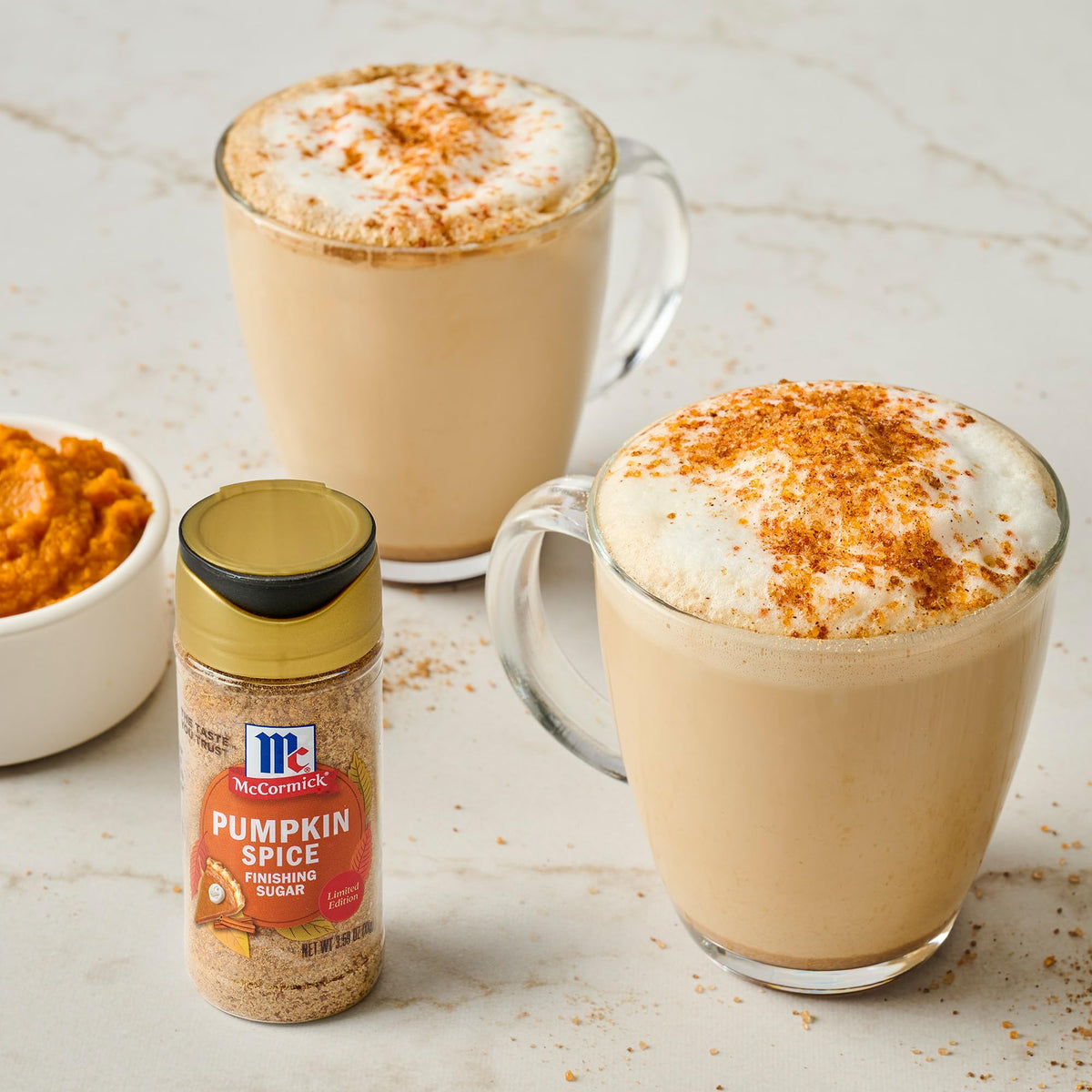 McCormick Finishing Sugar, Pumpkin Spice, Limited Edition, Sweet Blend of Warm Pumpkin Spices, The Perfect Finish for Cookies, Muffins, Pancakes, Bread, and More, 3.66 oz