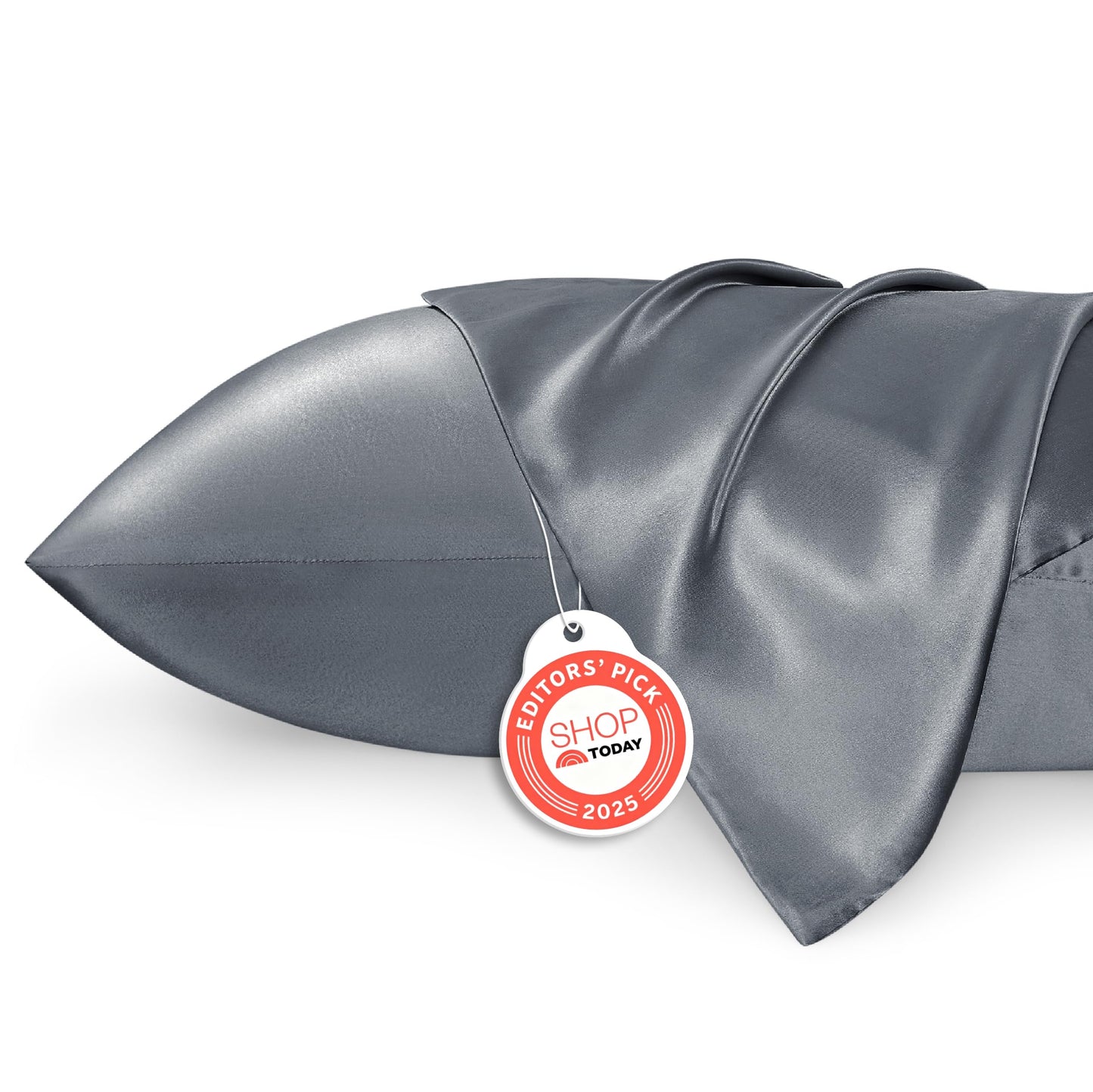 Bedsure Satin Pillowcase, Similar to Silk Pillow Cases Queen Size Set of 2, Cooling Pillow Case Covers with Envelope Closure, Room Decor Valentine Gifts for Women Men, Silver Grey, 20x30 Inches, 2pcs