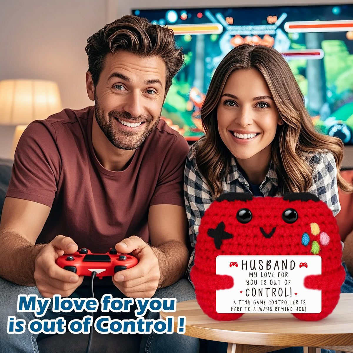 Gamer Gifts for Teen Boy, Positive Crochet Controller Gifts for Son Boyfriend Birthday, Gamer Gift for Teenage Boy, Boy Room Decor, Gaming Accessories for Kids Christmas