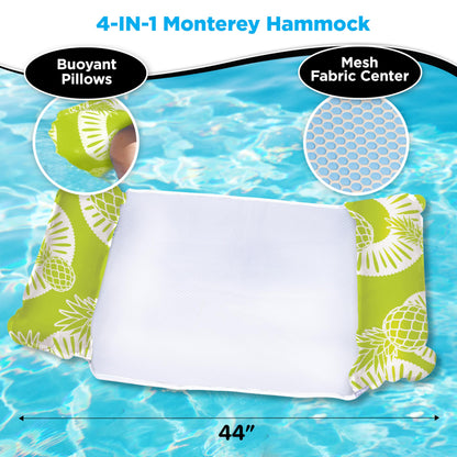 Waterlife 4-in-1 Pool Hammock 4-Pack, Inflatable Pool Chair Float, Water (Saddle, Lounge Chair, Drifter)