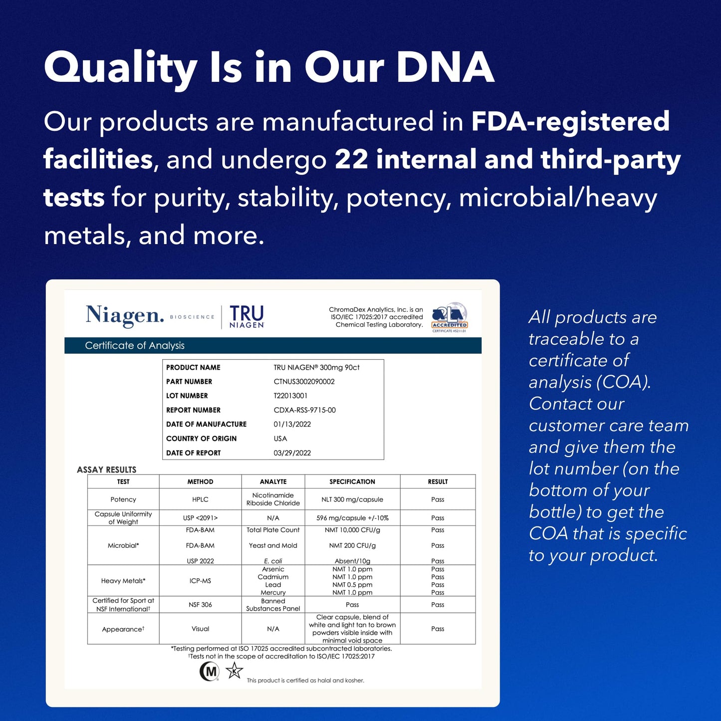 TRU NIAGEN Patented NAD+ Supplement for Anti Aging and Cell Regeneration, 300 mg Niagen, 30 Servings | Supports Cellular Energy, Brain, Muscle | Nicotinamide Riboside (NR) Take 1 Daily | 1 Bottle