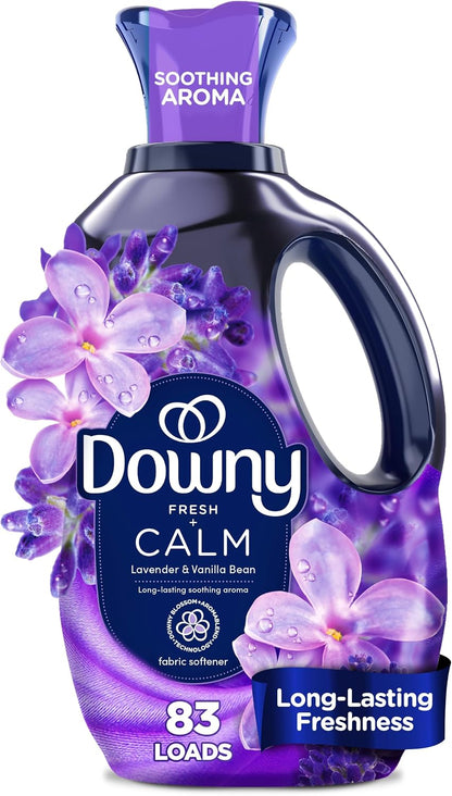 Downy Ultra Soft Fabric Softener Liquid, Calm, Lavender and Vanilla Bean, 56 fl oz, 83 Loads