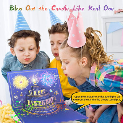 MZD8391 Pop Up Birthday Card with Music, Light, Firework For Men Women