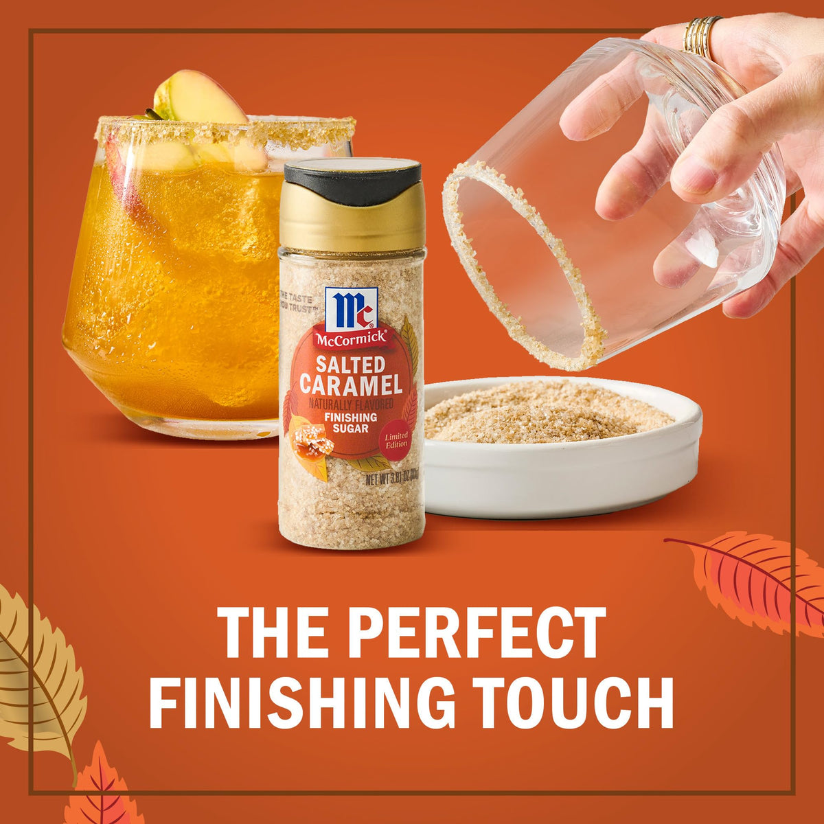 McCormick Finishing Sugar, Pumpkin Spice, Limited Edition, Sweet Blend of Warm Pumpkin Spices, The Perfect Finish for Cookies, Muffins, Pancakes, Bread, and More, 3.66 oz