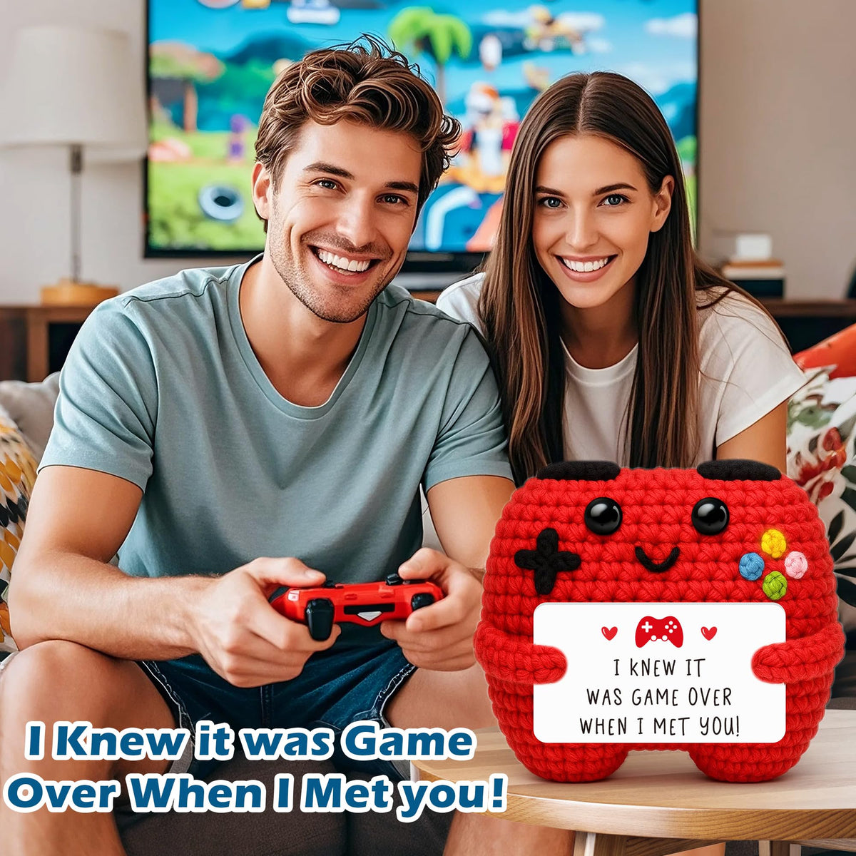 Gamer Gifts for Teen Boy, Positive Crochet Controller Gifts for Son Boyfriend Birthday, Gamer Gift for Teenage Boy, Boy Room Decor, Gaming Accessories for Kids Christmas