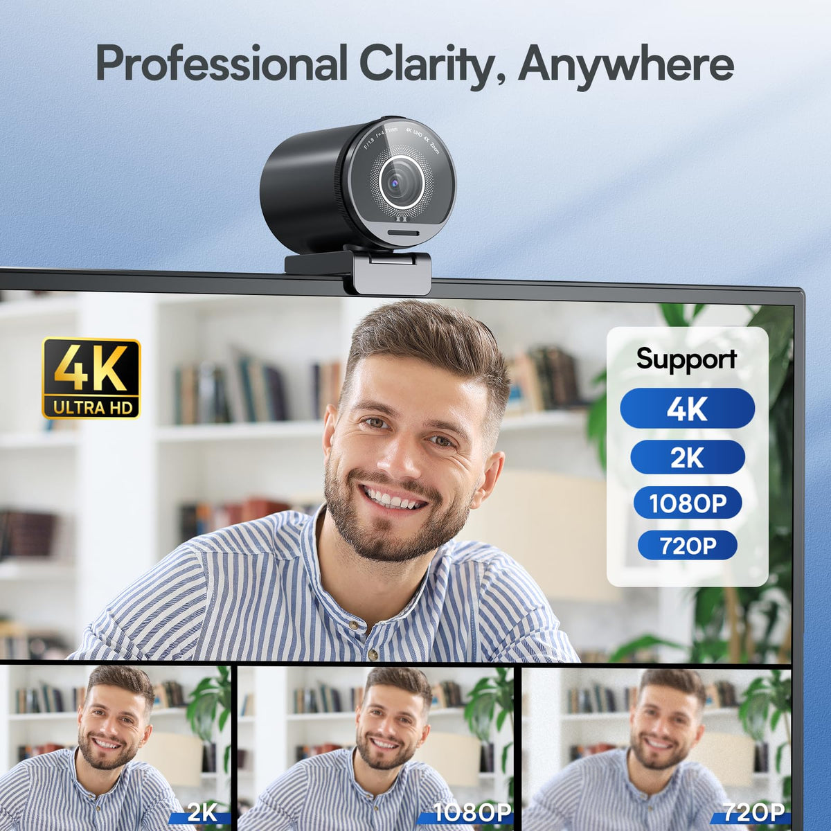 EMEET S600 4K Webcam for Streaming, Sony 1/2.55'' Sensor, PDAF Autofocus