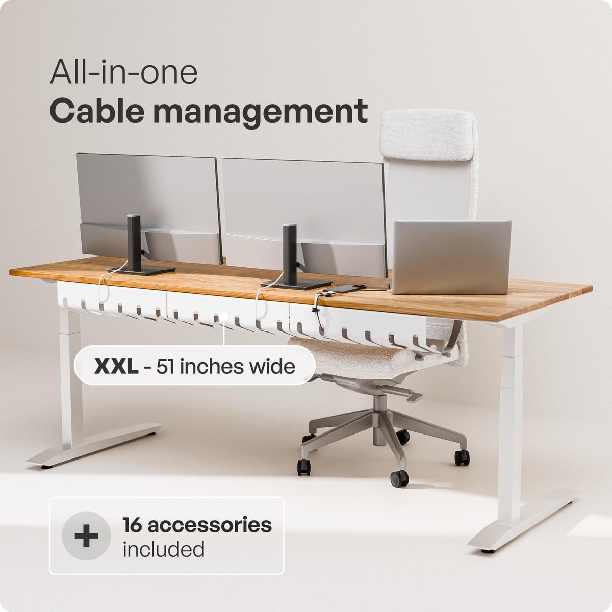 PAMO Cable Management Under Desk, Set of 2 - Black