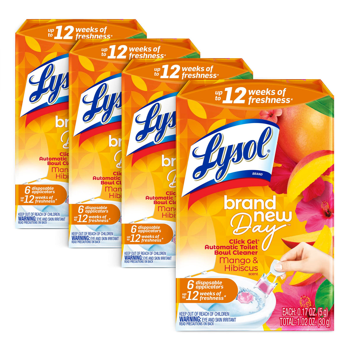 Lysol Click Gel Toilet Bowl Cleaner, Gel Stamp, Lavender, 6 Count
