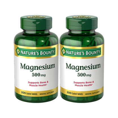 Nature's Bounty Magnesium, Bone and Muscle Health, Whole Body Support, Tablets, 500 Mg, 200 Ct