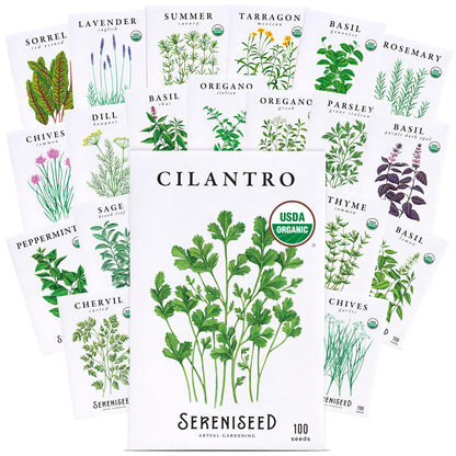 Sereniseed Certified Organic Herb Seeds 10-Pack, Culinary Garden Kit