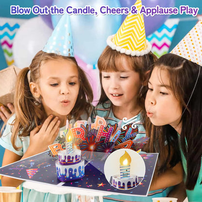 MZD8391 Pop Up Birthday Card with Music, Light, Firework For Men Women