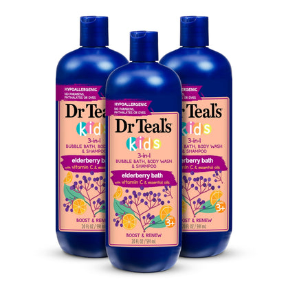 Dr Teal's Kids 3-in-1 Sleep Bubble Bath, Body Wash & Shampoo with Melatonin & Essential Oil, Lavender Scent, 20 fl oz (Pack of 3)