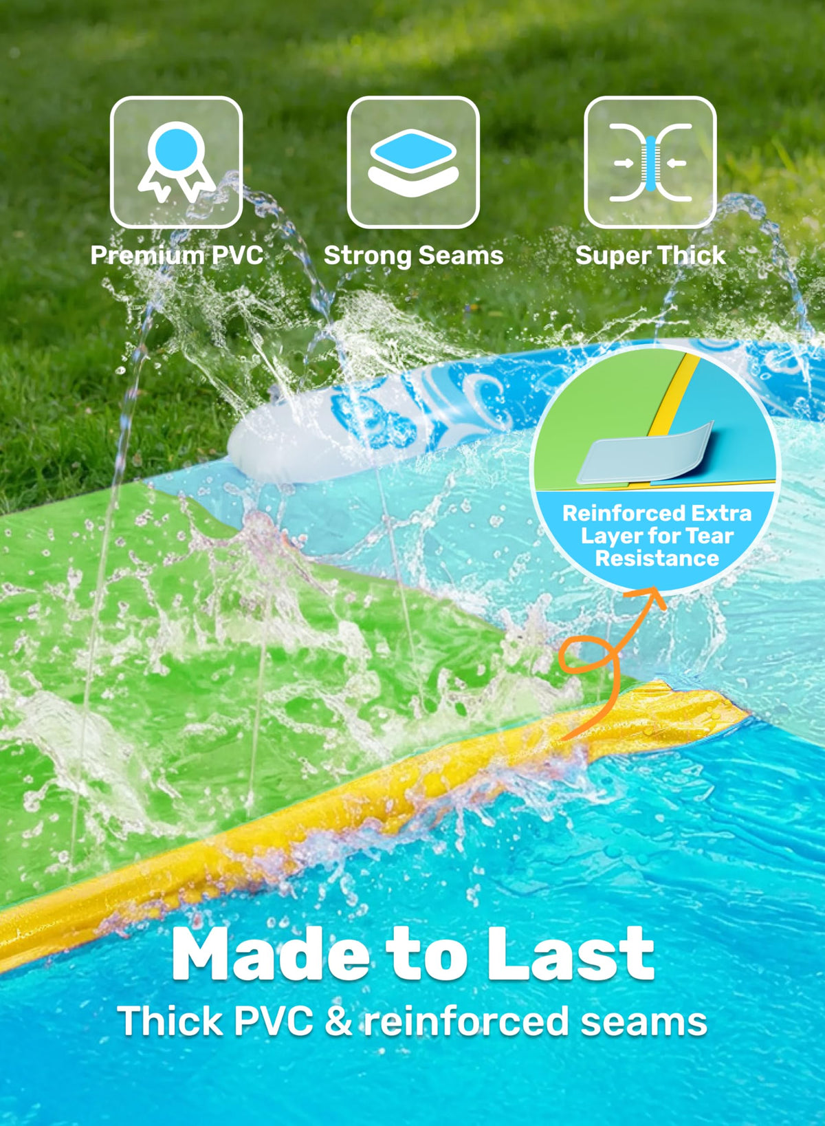JOYIN 22.5ft Water Slides and 2 Bodyboards, Lawn Water Slide Summer Slip Waterslides Water Toy with Build in Sprinkler for Backyard Outdoor Water Fun for Kids