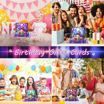 Pop Up Birthday Cards for Men, LED Light & Music Blow The Candle