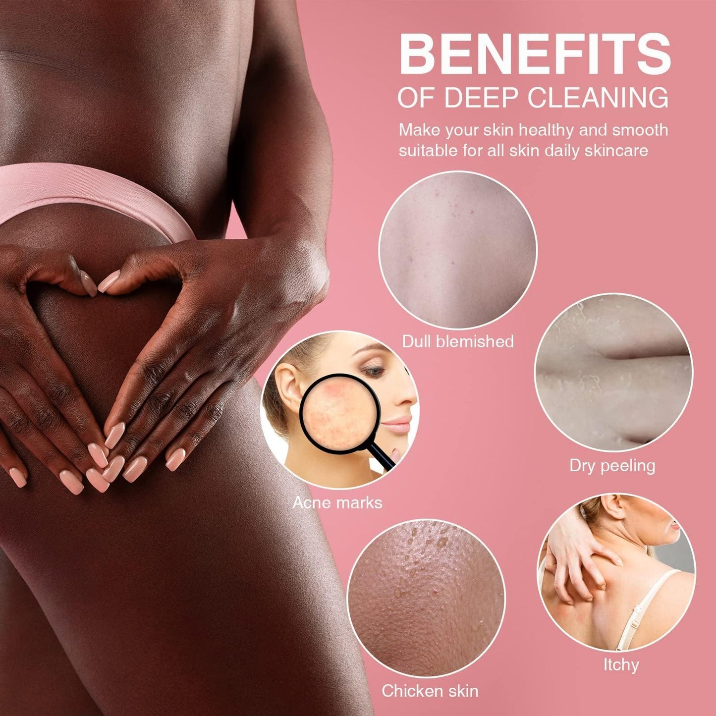 UJFQBH 3 Pieces African Bath Sponge African Net Long Net Bath Sponge Exfoliating Shower Body Scrubber Back Scrubber Skin Smoother,Great for Daily Use (Pink,Yellow,Purple)