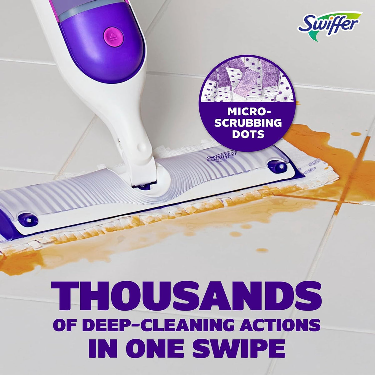Swiffer Power Mop Refill Solution, Floor Cleaner for Mopping Tile, Vinyl, Laminate, Wood in Home, Bathroom, Kitchen, All Purpose Multi-Surface Solution for Floor Cleaning, Lavender Scent, 50.6oz