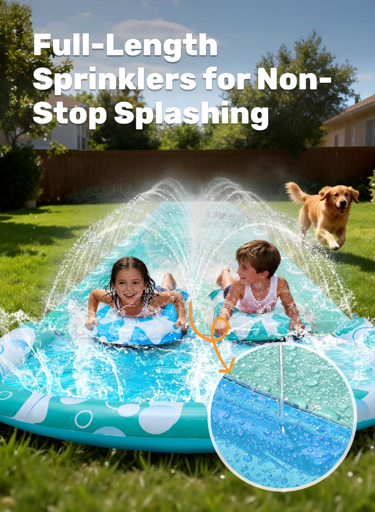 JOYIN 22.5ft Water Slides and 2 Bodyboards, Lawn Water Slide Summer Slip Waterslides Water Toy with Build in Sprinkler for Backyard Outdoor Water Fun for Kids