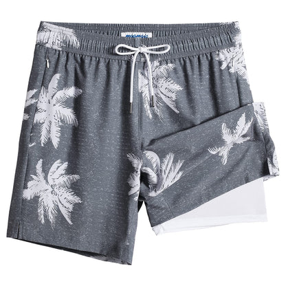 maamgic 2 in 1 Mens Swim Trunks 7 Inch Swim Shorts Swim Suits Board Shorts