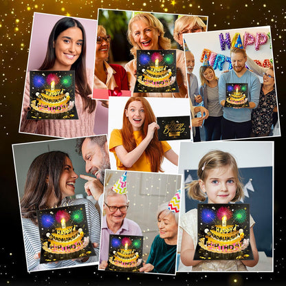 Pop Up Birthday Cards for Men, LED Light & Music Blow The Candle