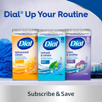 Dial Antibacterial Bar Soap, Calm & Soothe Lavender & Jasmine Deodorant Bar, 4oz (8 Bars)