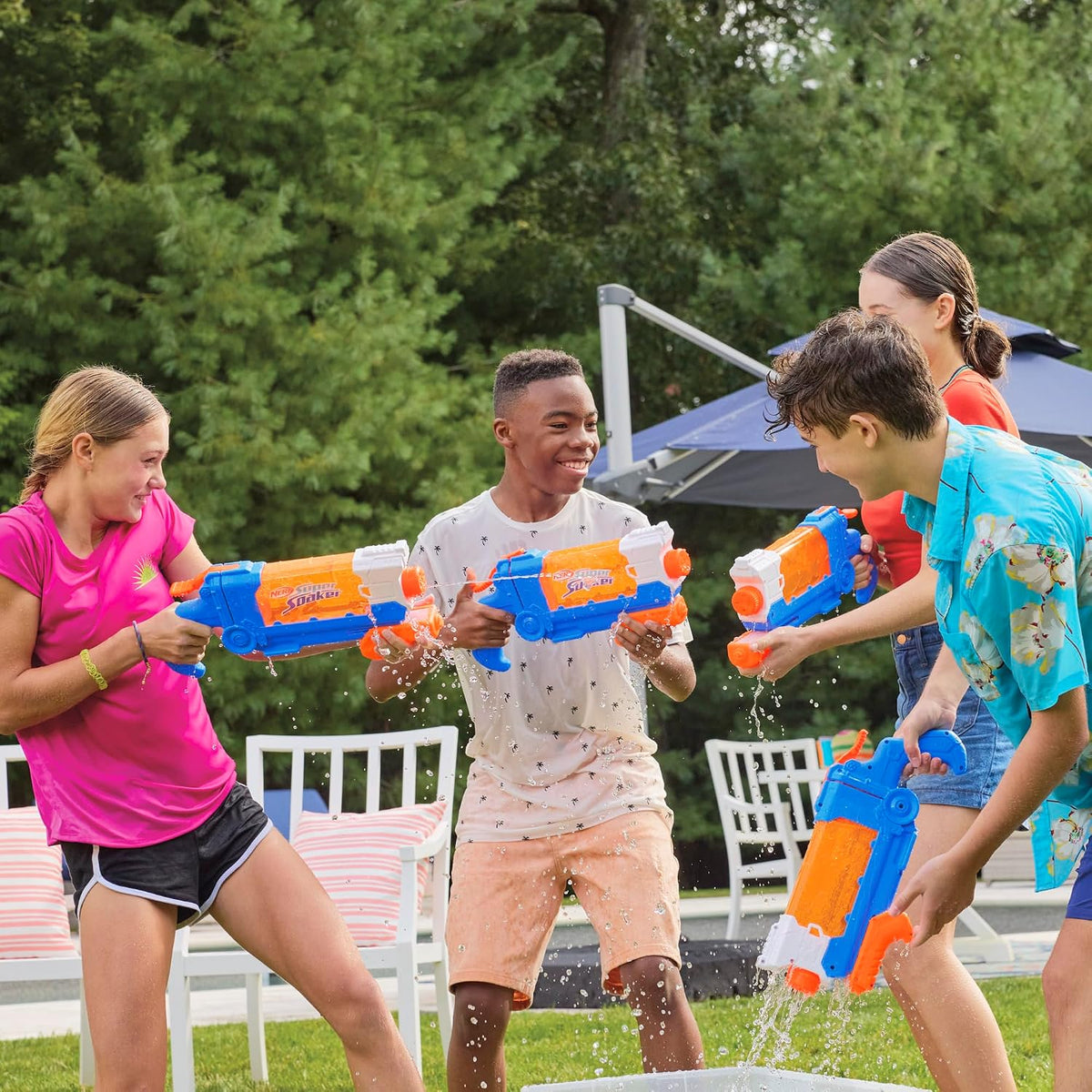 Nerf Super Soaker Flip Fill Water Blaster, 4 Spray Styles, Fast Fill, 30 Fluid Ounce Tank, Water Toys for 6 Year Old Boys & Girls & Up