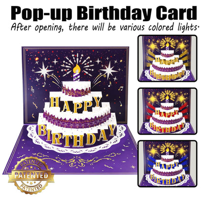 Pop Up Birthday Cards for Men, LED Light & Music Blow The Candle