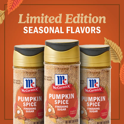 McCormick Finishing Sugar, Pumpkin Spice, Limited Edition, Sweet Blend of Warm Pumpkin Spices, The Perfect Finish for Cookies, Muffins, Pancakes, Bread, and More, 3.66 oz