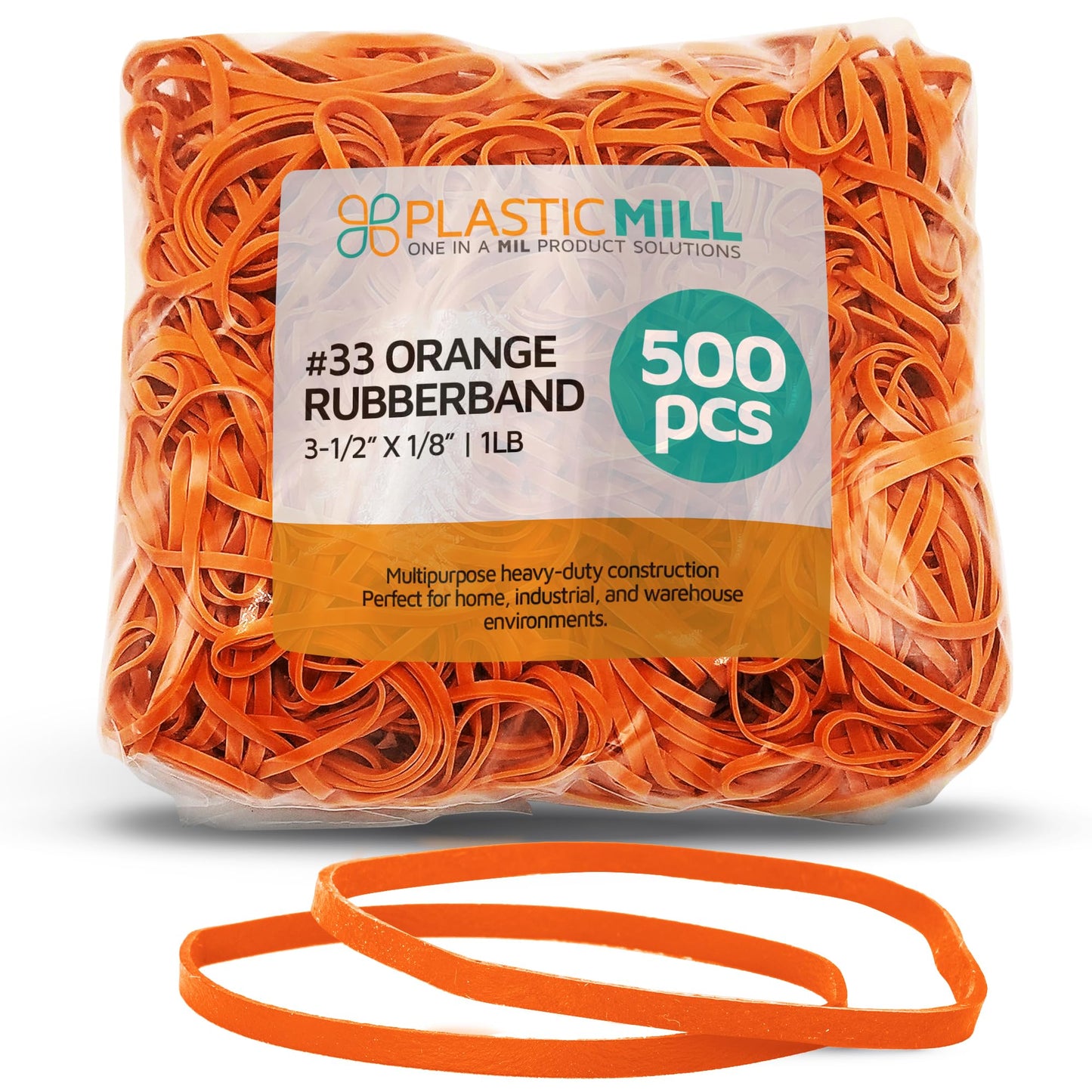 PlasticMill Rubber Bands - #33 Size - Red Rubberbands - 1LB/500 Count