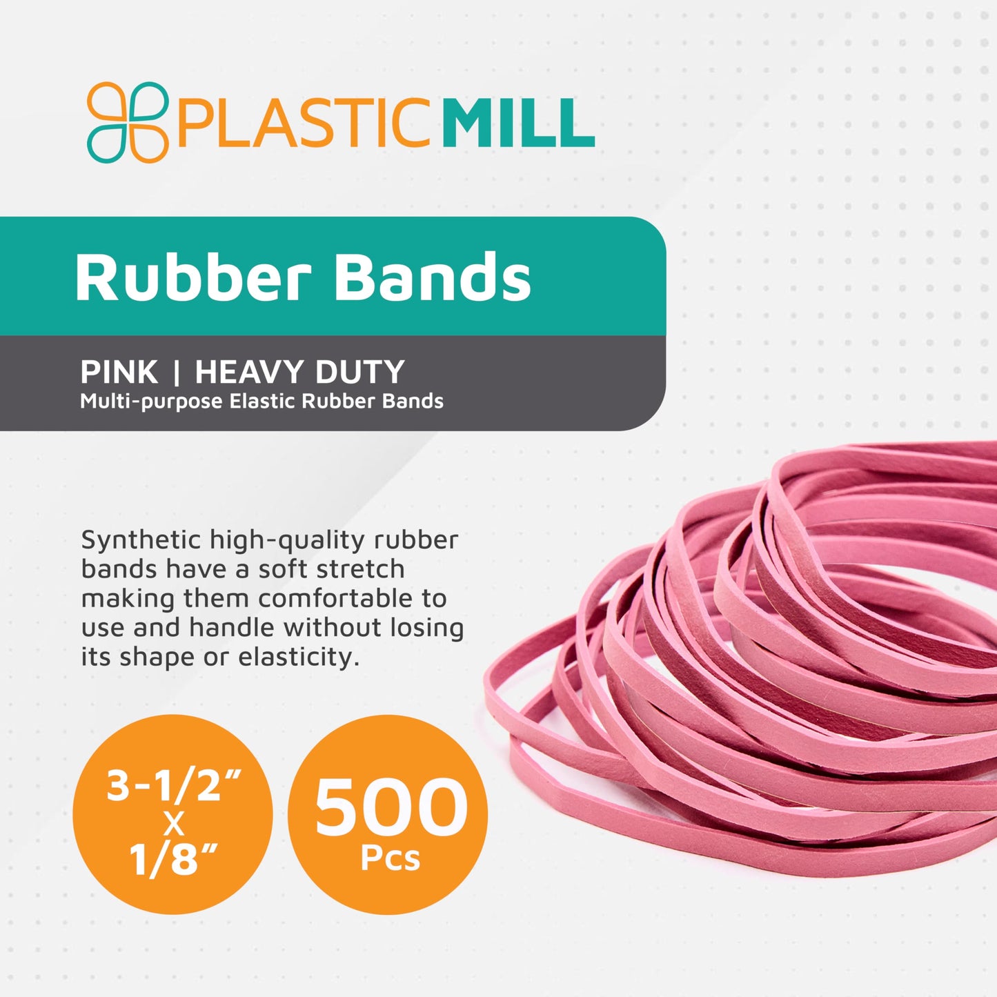 PlasticMill Rubber Bands - #33 Size - Red Rubberbands - 1LB/500 Count