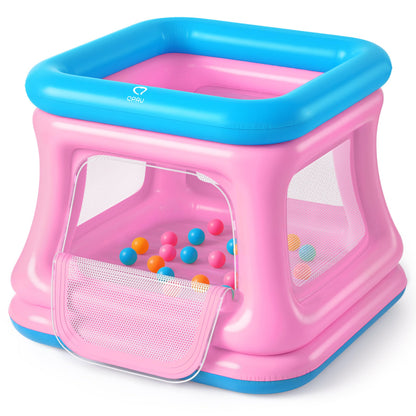 QPAU 3-in-1 Inflatable Bounce House with Pump for Toddlers 1-3