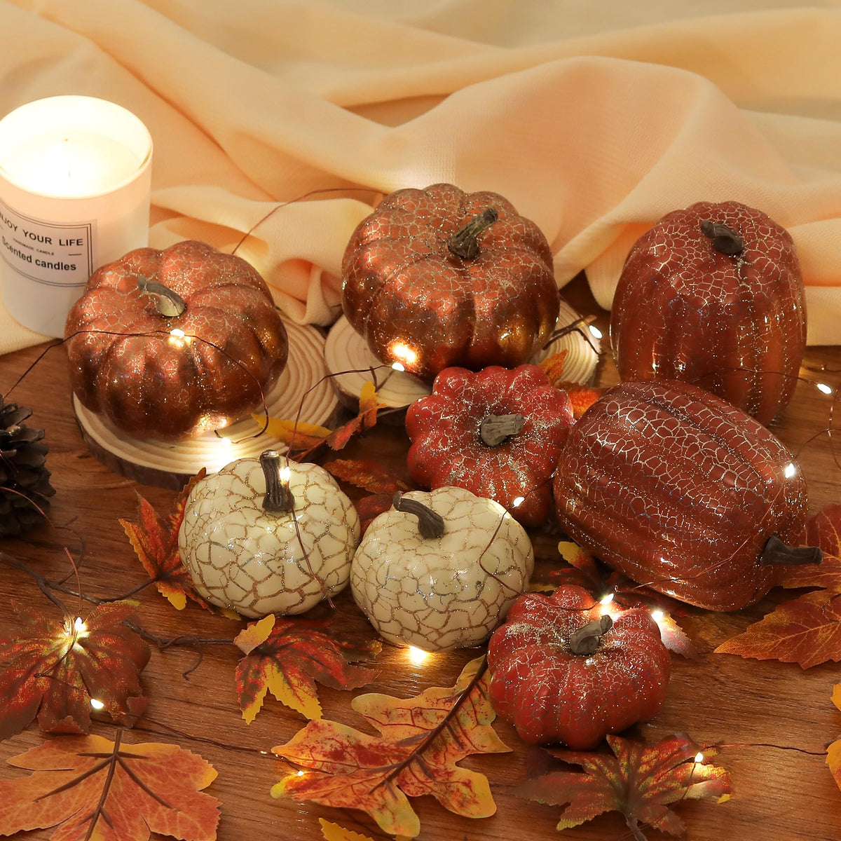 Artgar Pumpkin Decor Set, 23 PCS Fall Harvest Bowl Filler Decorations