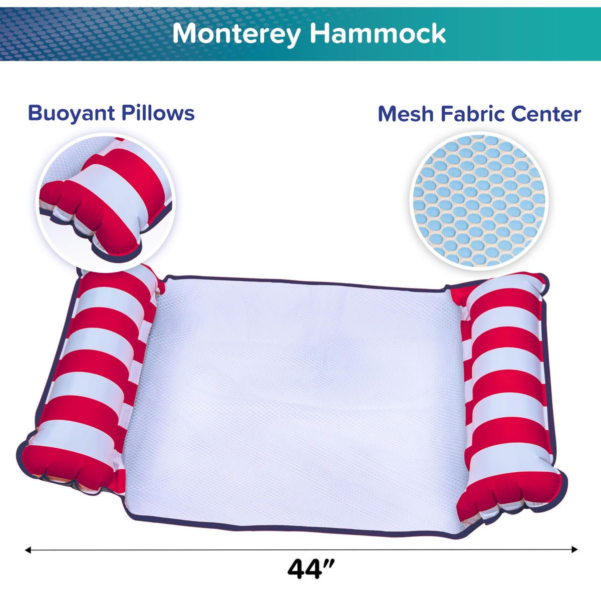 Aqua 4-in-1 Monterey Hammock Pool Float & Water Hammocks – 2-3-4 Multipacks – Multiple Colors/Styles – for Adults and Kids Floating