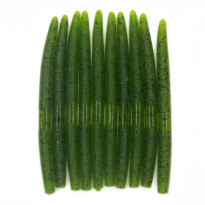 Senko Bait Soft Plastic Lures 5" Senkos 24 Pcs/100pcs for Wacky Rig Freshwater Fishing Green Pumpkin senko with Black Flake Pink Watermelon Double Color