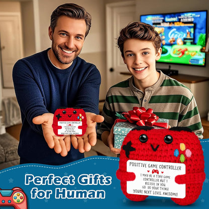 Gamer Gifts for Teen Boy, Positive Crochet Controller Gifts for Son Boyfriend Birthday, Gamer Gift for Teenage Boy, Boy Room Decor, Gaming Accessories for Kids Christmas