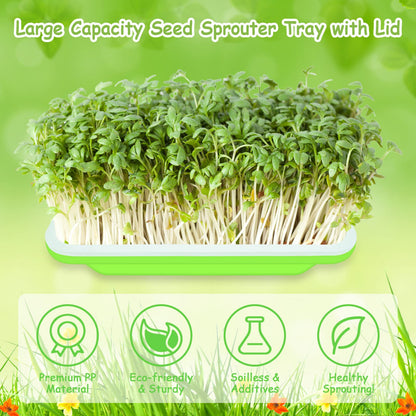 Legigo 8 Pack Seed Sprouter Trays with Lids- Soil-Free Cultivation Germination Tray, BPA Free Micro Greens Growing Trays Seed Sprouting Trays Kit with Germinating Paper for Wheatgrass, Beans and More