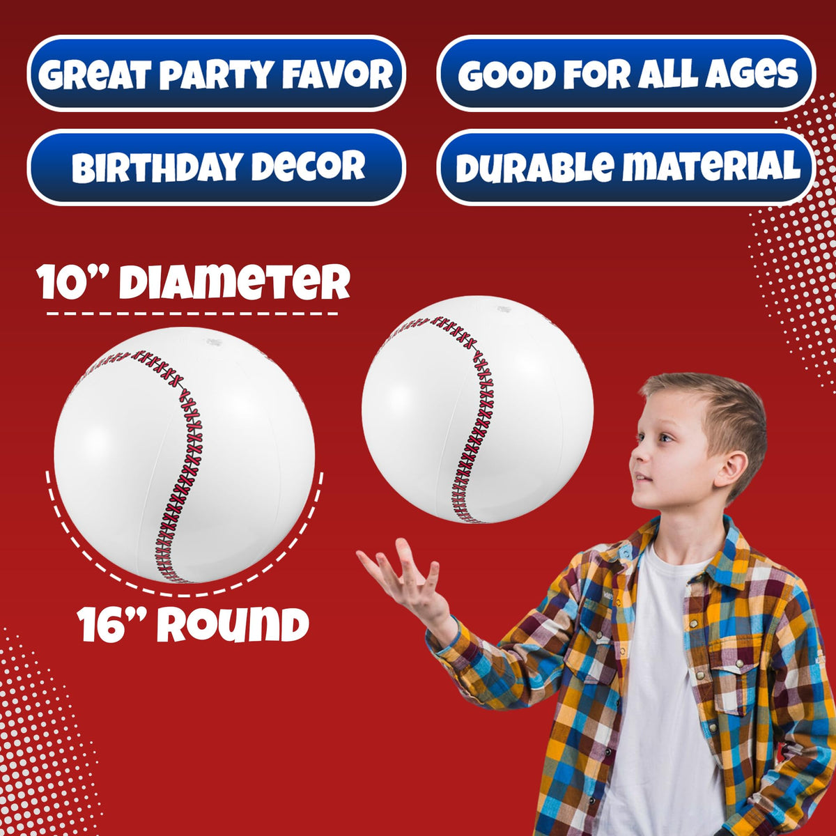 12-Pack Inflatable Soccer Balls 16-inch, Soccer Party Beach Balls Bulk