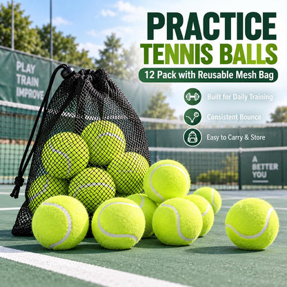 INSUM Tennis Balls, Extra Duty Practice Tennis Balls with Mesh Bag