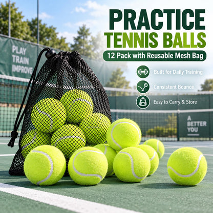 INSUM Tennis Balls, Extra Duty Practice Tennis Balls with Mesh Bag