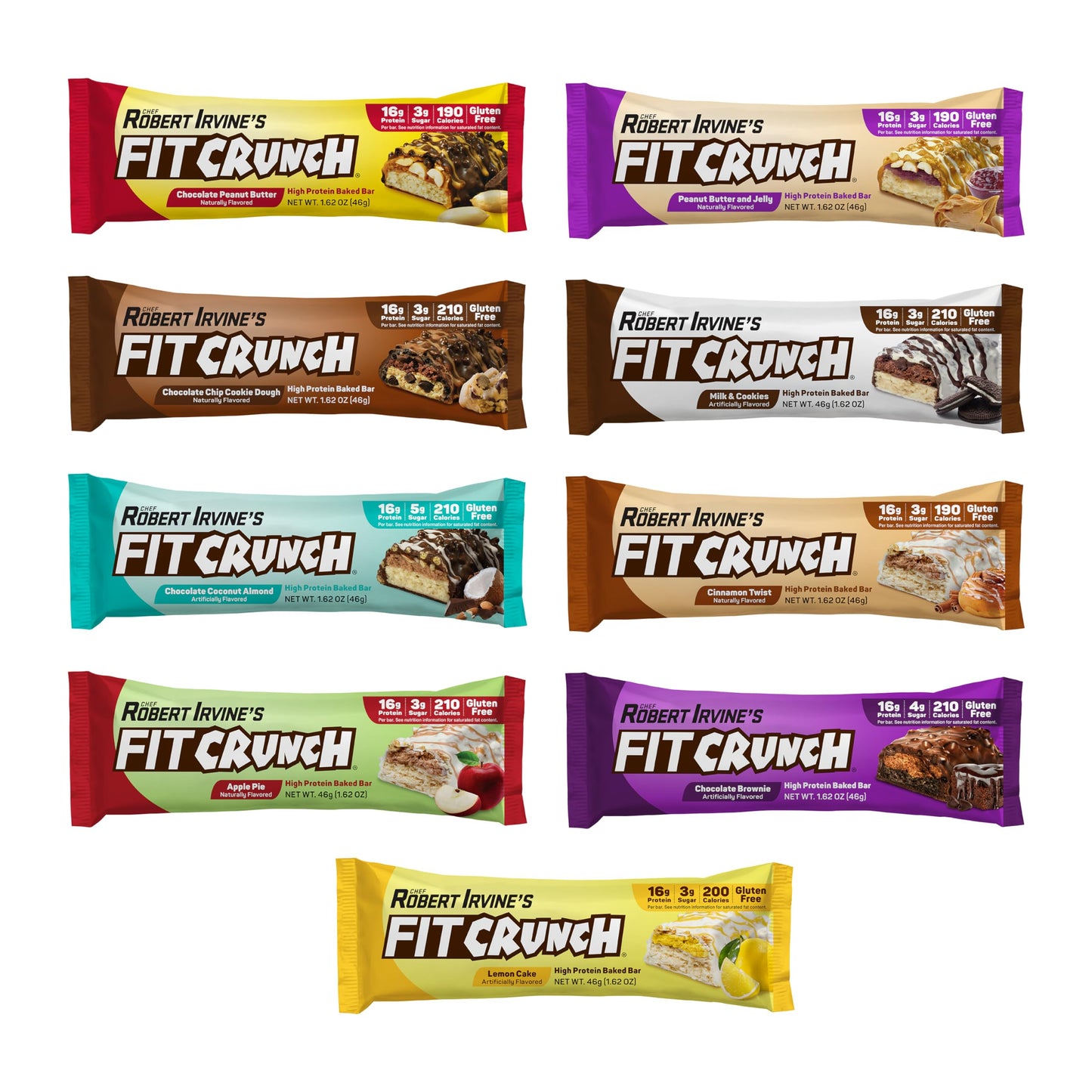 FITCRUNCH Snack Size Protein Bars, 6-Layer Baked Bar, 3g of Sugar, Gluten Free & Soft Cake Core (9 Count, Flavor Lovers)