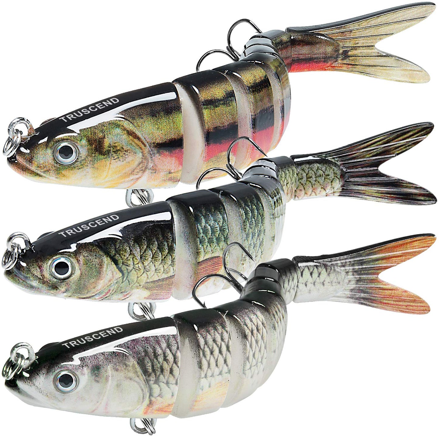 TRUSCEND Fishing Lures for Bass Trout Multi Jointed Swimbaits Slow Sinking Bionic Swimming Lures Bass Freshwater Saltwater Bass Lifelike Fishing Lures Kit