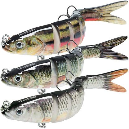 TRUSCEND Fishing Lures for Bass Trout Multi Jointed Swimbaits Slow Sinking Bionic Swimming Lures Bass Freshwater Saltwater Bass Lifelike Fishing Lures Kit